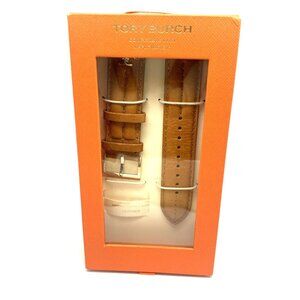 Tory Burch Apple Watch Band Case Size 38/40/41mm Brown Leather Strap TBS0092